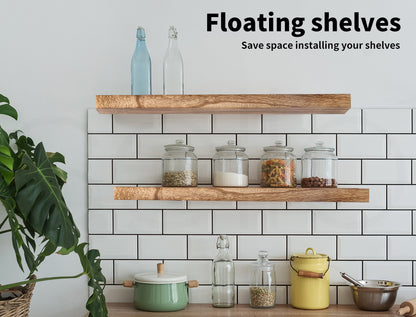 2Pcs Floating Shelves Wall Mounted Storage Wooden Display Shelf 23.5IN 61CM