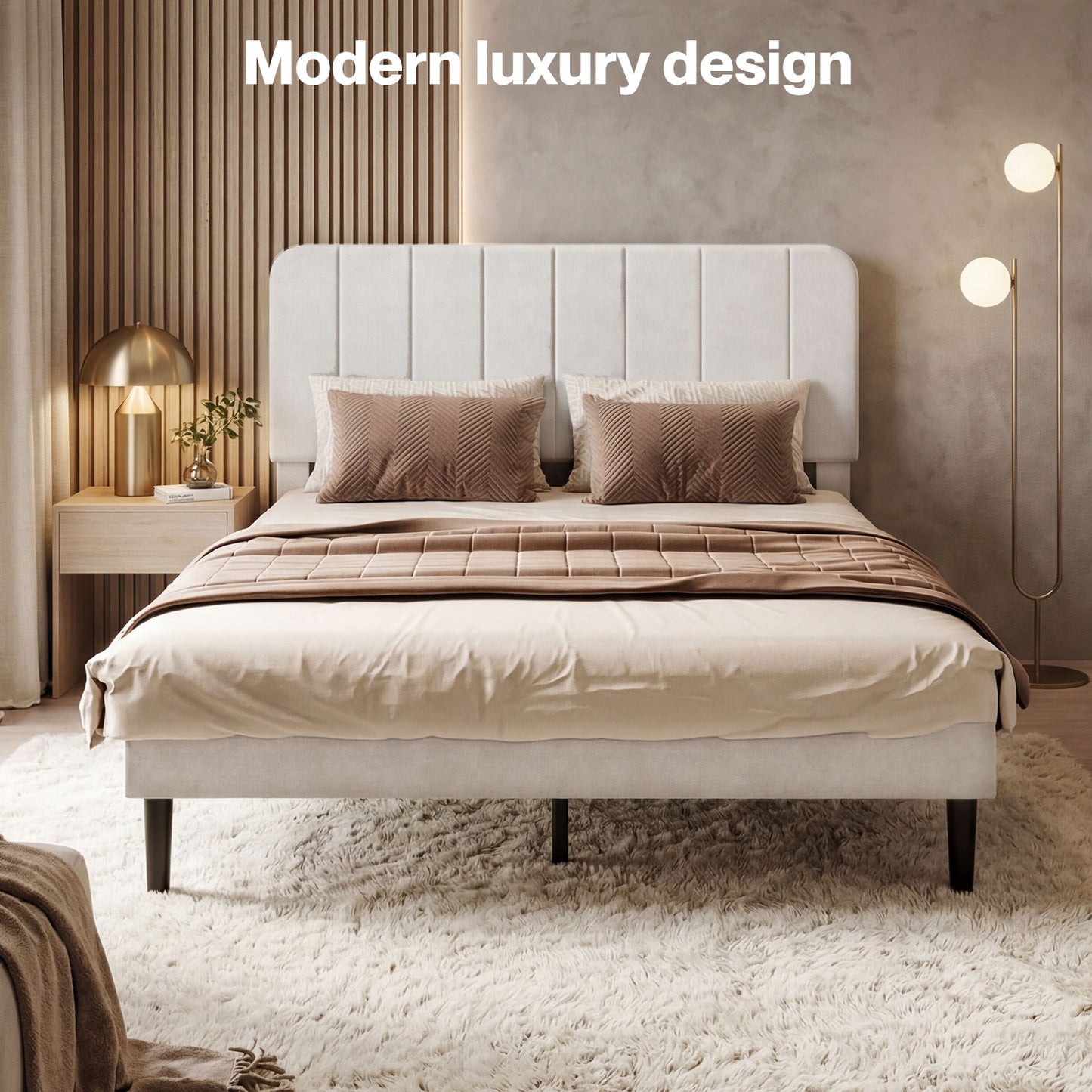 Levede Double Bed Frame Upholstered Platform Bedframe Adjustable Headboard