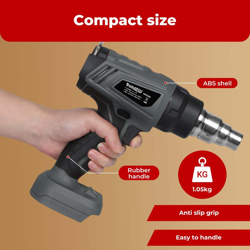 Traderight Hot Air Heat Gun Electric Cordless 21V with 5 Nozzles (No Battery)