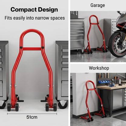 MONVELO Motorcycle Stand Heavy Duty 500KG Carbon Steel Lift Adjustable Fork Red
