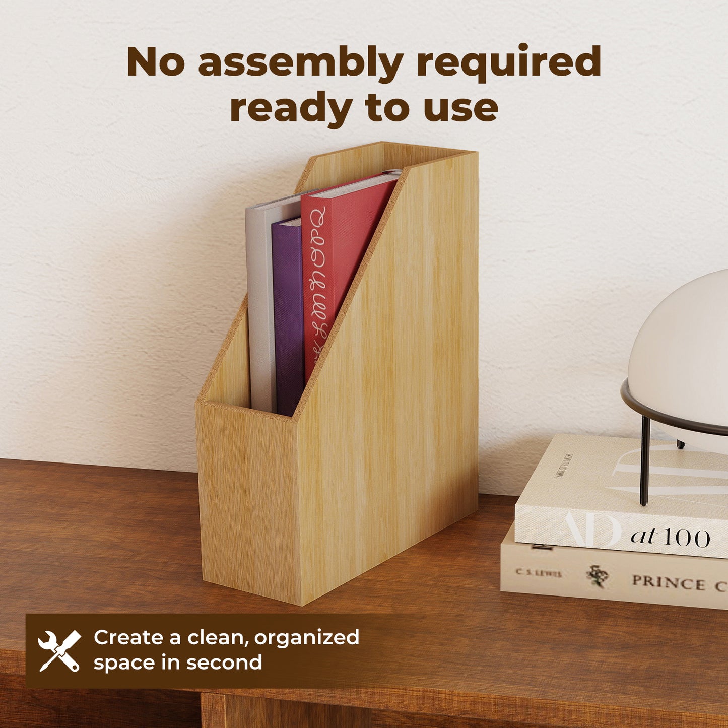 Levede Bamboo File Rack Wooden Magazine Holder A4 Document Office Desk Organiser