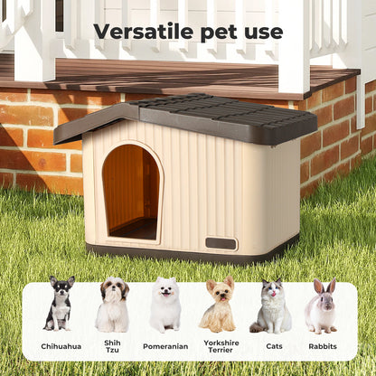Skylos Plastic Dog House Pet Kennel Shelter for Small Medium Dogs Indoor Outdoor
