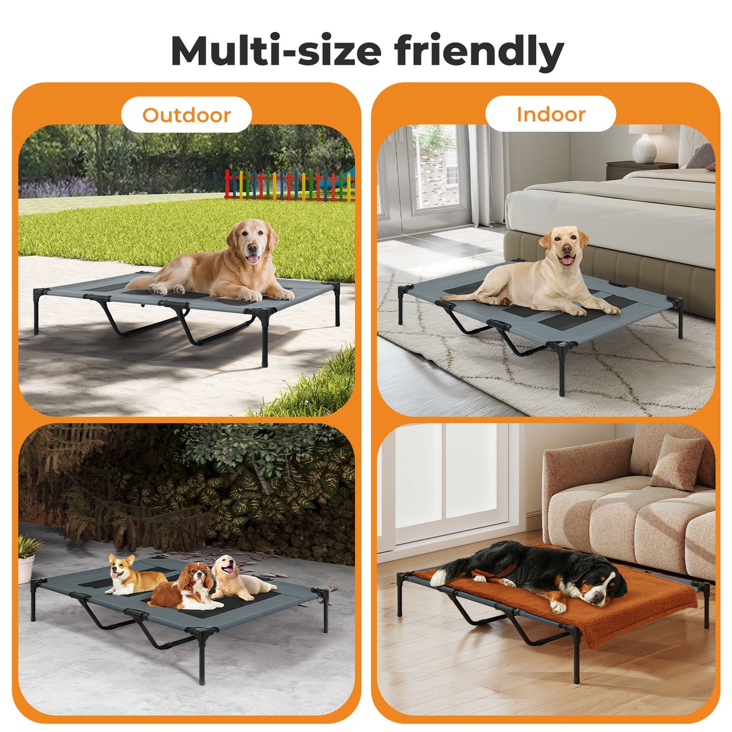 Skylos Raised Dog Bed Elevated Pet Bed Portable Outdoor Camping Cooling Mesh