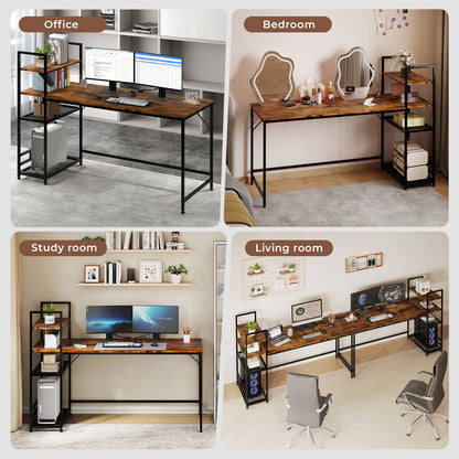 Levede Computer Desk Study Table Home Office Workstation with 4-Tier Shelf 160CM