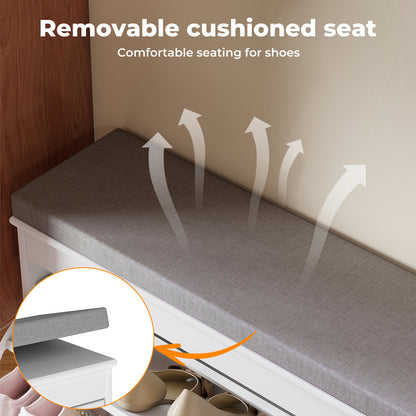 Levede Slim Shoe Cabinet Bench White Shoe Storage Unit Hallway Rack Organiser