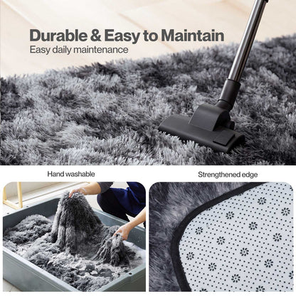 Marlow Rug Fluffy Plush Shaggy Soft Carpet Anti Shedding for Living Room Grey