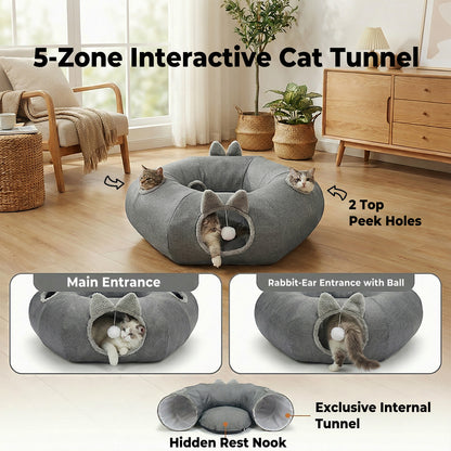 Skylos Cat Tunnel Foldable Interactive Play Tunnel Indoor Cats Kittens Toys