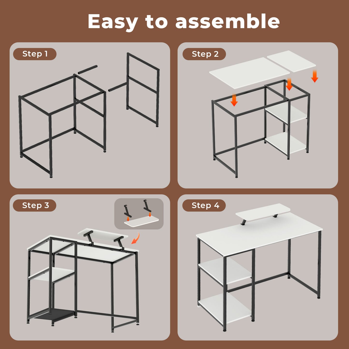 Levede Computer Desk Home Office Table with Storage Shelves Monitor Stand White