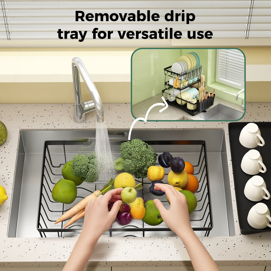 Toque Dish Drying Drainer Rack 3 Tier with Drip Tray Plate Cup Cutlery Holder