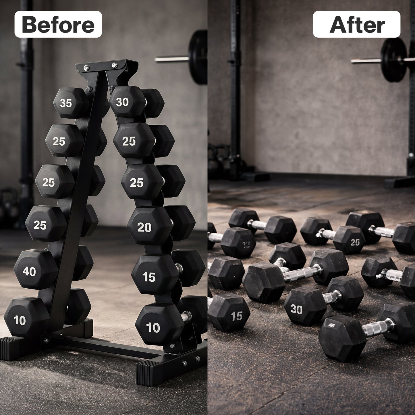 Centra Hex Dumbbells Stand 5-40kg Set Weight Storage Holder Rack Steel 6 Tier