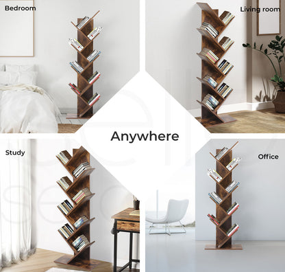 Levede Bookshelf Tree Bookcases Book Storage Wooden 8 Tier  Home Display Stand