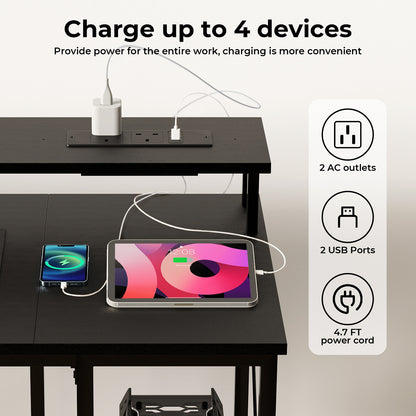 Levede Gaming Computer Desk Office Table with Lights Shelves Power Port 140cm