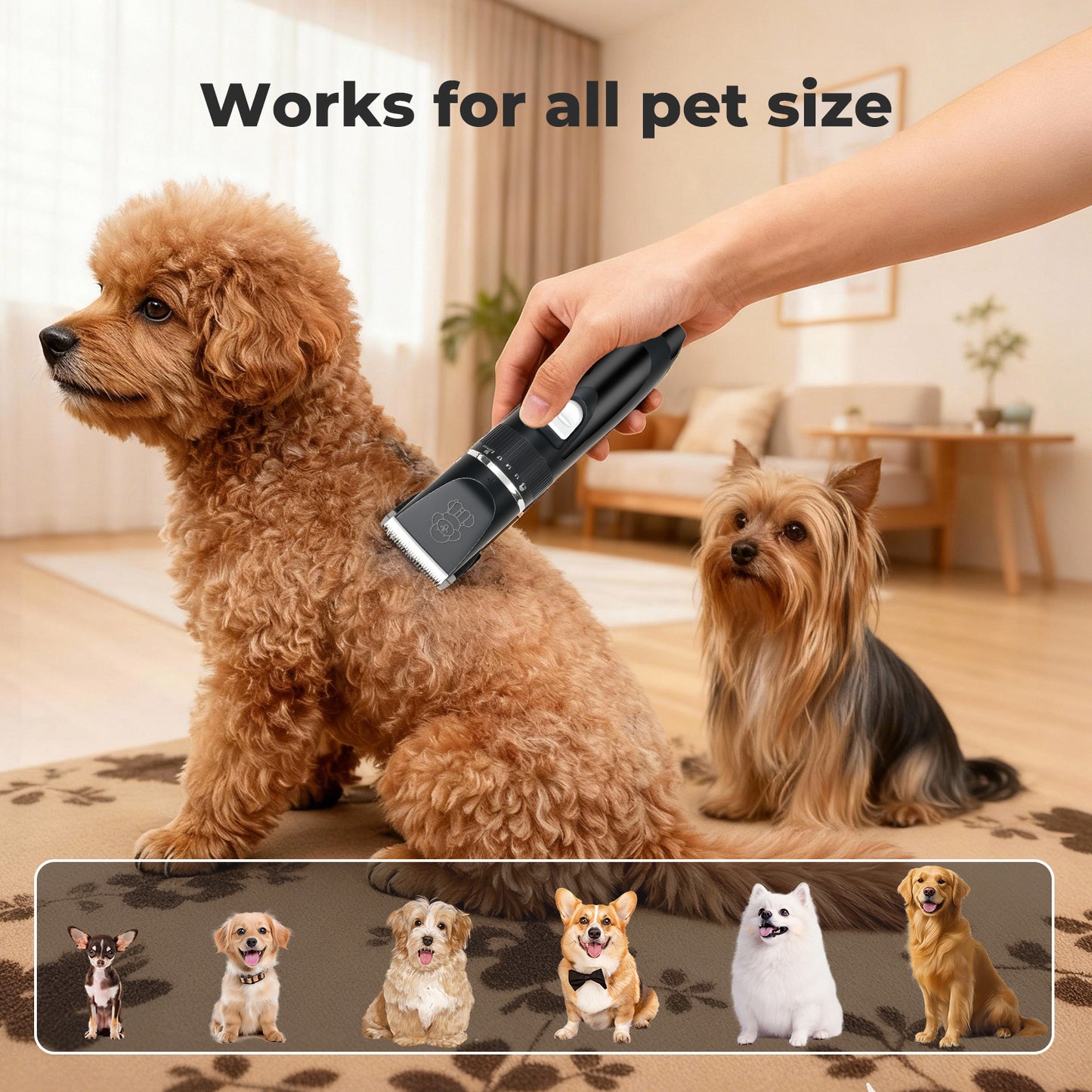 Skylos Pet Clipper Kit Dog Cat Grooming Cordless Low Noise Adjustable Trimmer