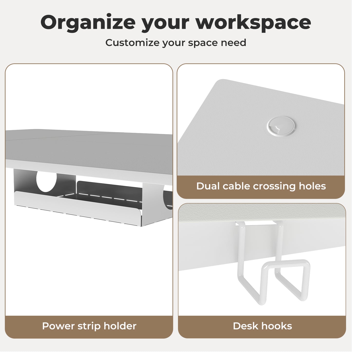 Levede Electric Standing Desk  Adjustable Height Workstation Metal Frame White