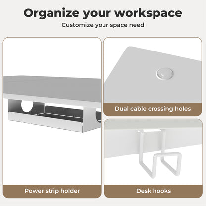 Levede Electric Standing Desk  Adjustable Height Workstation Metal Frame White
