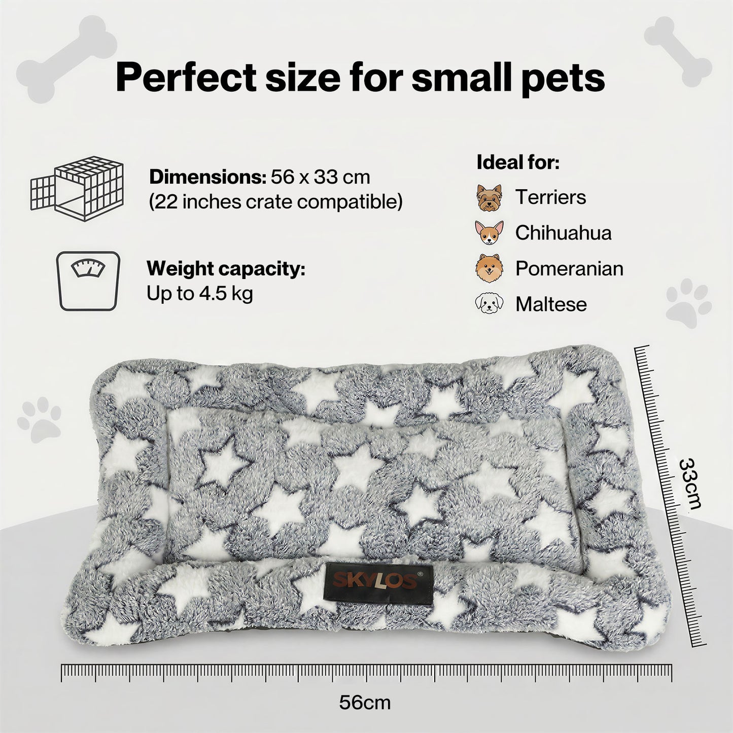 Skylos Dog Bed Arctic Fleece Soft Pet Cushion Mattress Small Dog Puppy Crate Mat