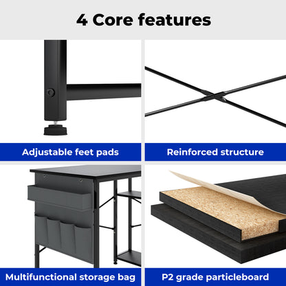 Levede Office Computer Desk Corner Table L-shaped with Storage Shelves 100cm