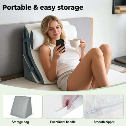 Lavio Large Wedge Pillow Cooling Memory Foam Orthopaedic Bed Cushion Acid Reflux
