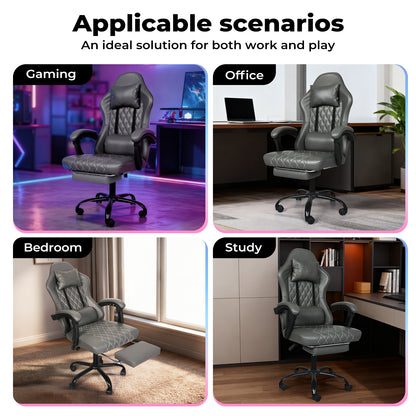 Levede Office Chair Gaming Racing Recliner Adjustable Spring Cushion Footrest