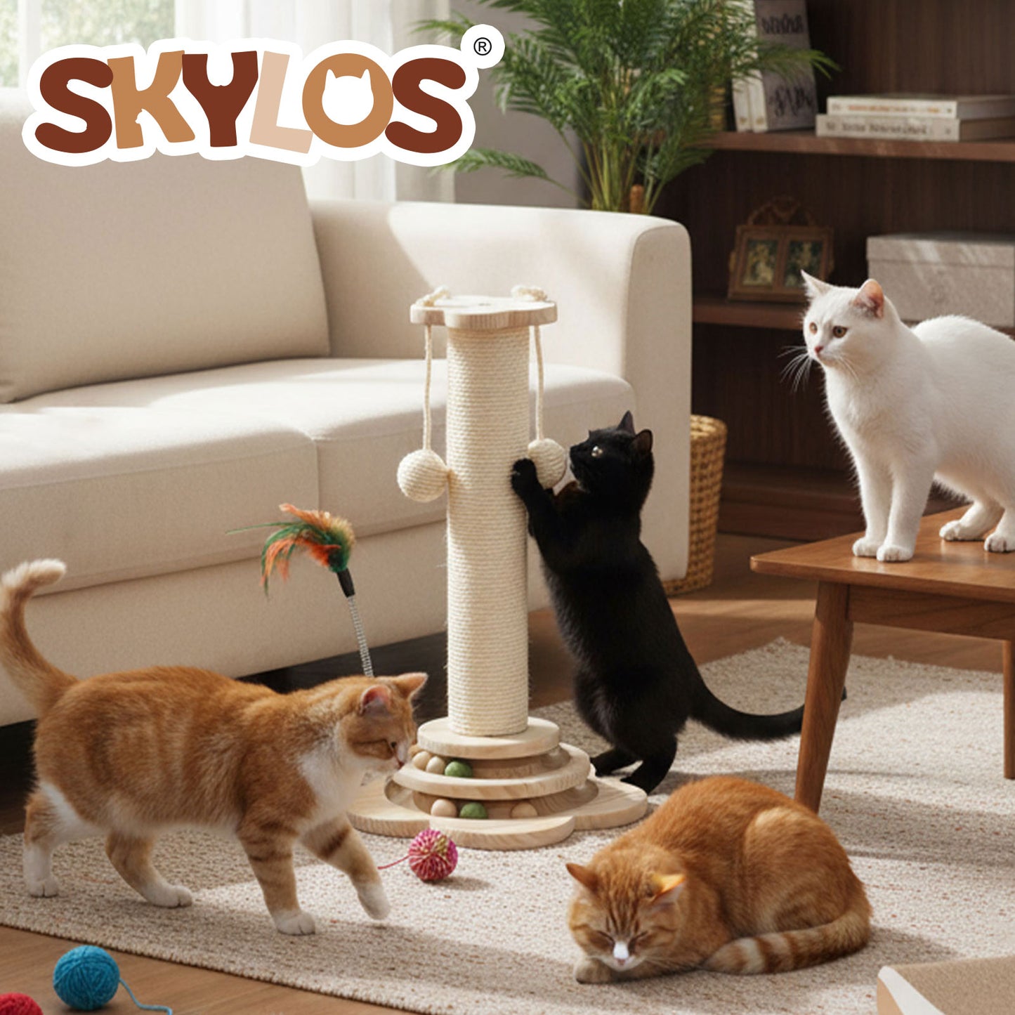 Skylos Cat Scratching Post Strong Natural Sisal Pole 45cm Activity Center Toys