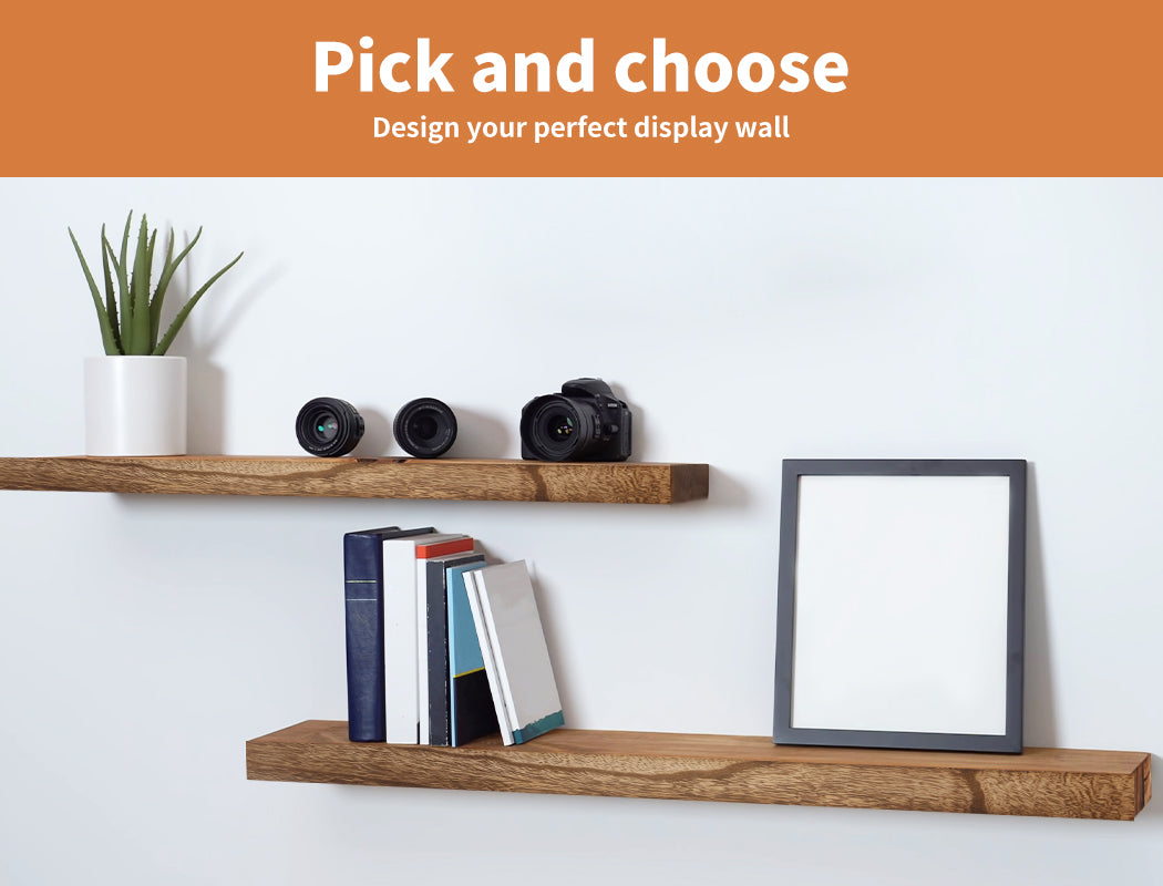 2Pcs Floating Shelves Wall Mounted Storage Wooden Display Shelf 23.5IN 61CM