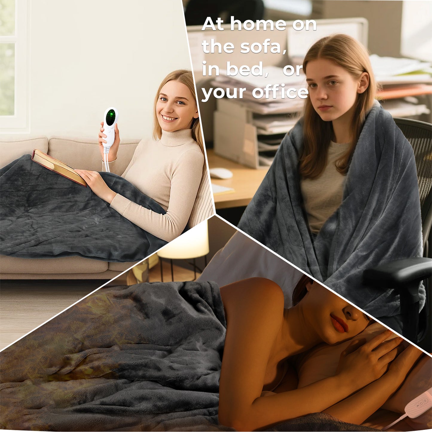 Lavio Electric Blanket Throw Fast Heated Soft Reversible Washable for Bed Sofa