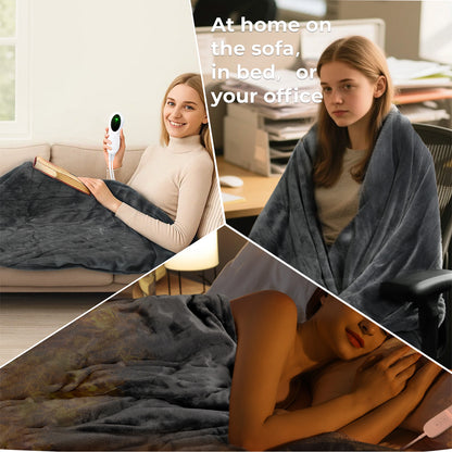 Lavio Electric Blanket Throw Fast Heated Soft Reversible Washable for Bed Sofa