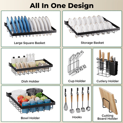 Toque Over Sink Dish Drying Rack 2 Tier Adjustable Drainer Rack Space Saving