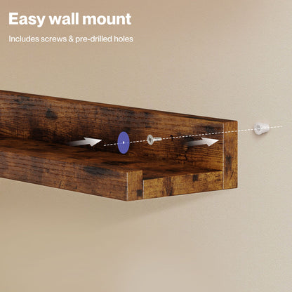 Levede Rustic Floating Shelves Set 3 Wall Mounted Display Shelf Wood Storage