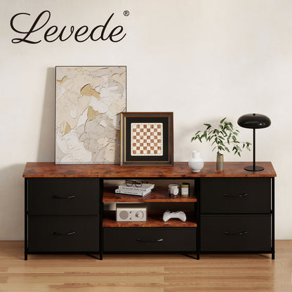 Levede TV Stand Cabinet Entertainment Unit 140cm with 5 Storage Drawers Shelves