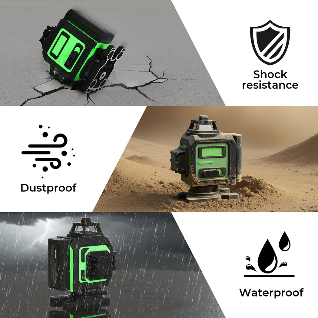 Traderight Laser Level 4D 16 Line 360° Green Self -Leveling with Remote Tripod