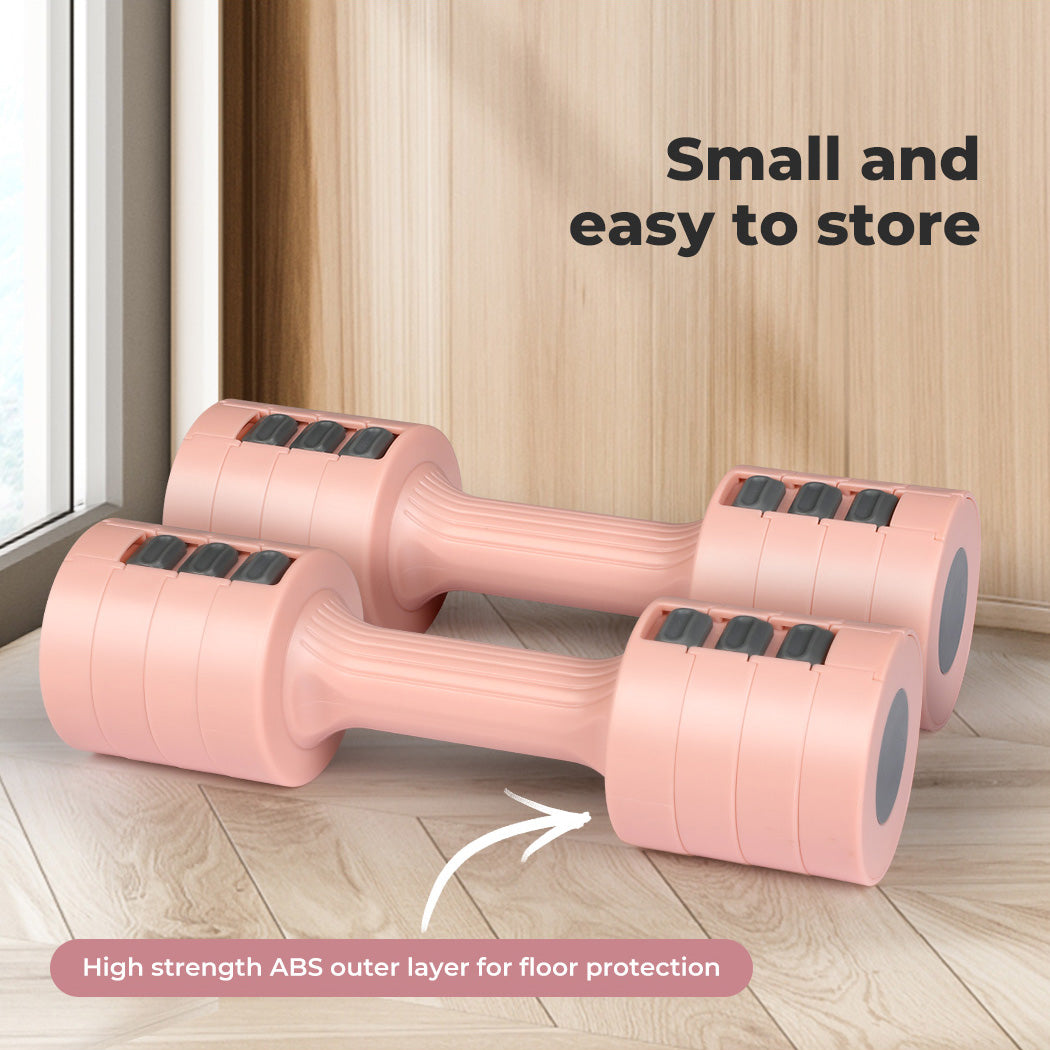 Centra Pair Dumbbells  Fast Adjustable 1KG-2.5KG With Metal Weight Pink