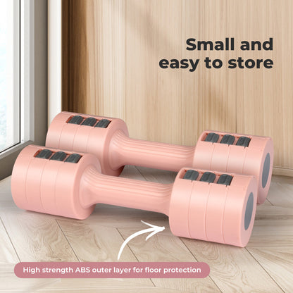 Centra Pair Dumbbells  Fast Adjustable 1KG-2.5KG With Metal Weight Pink