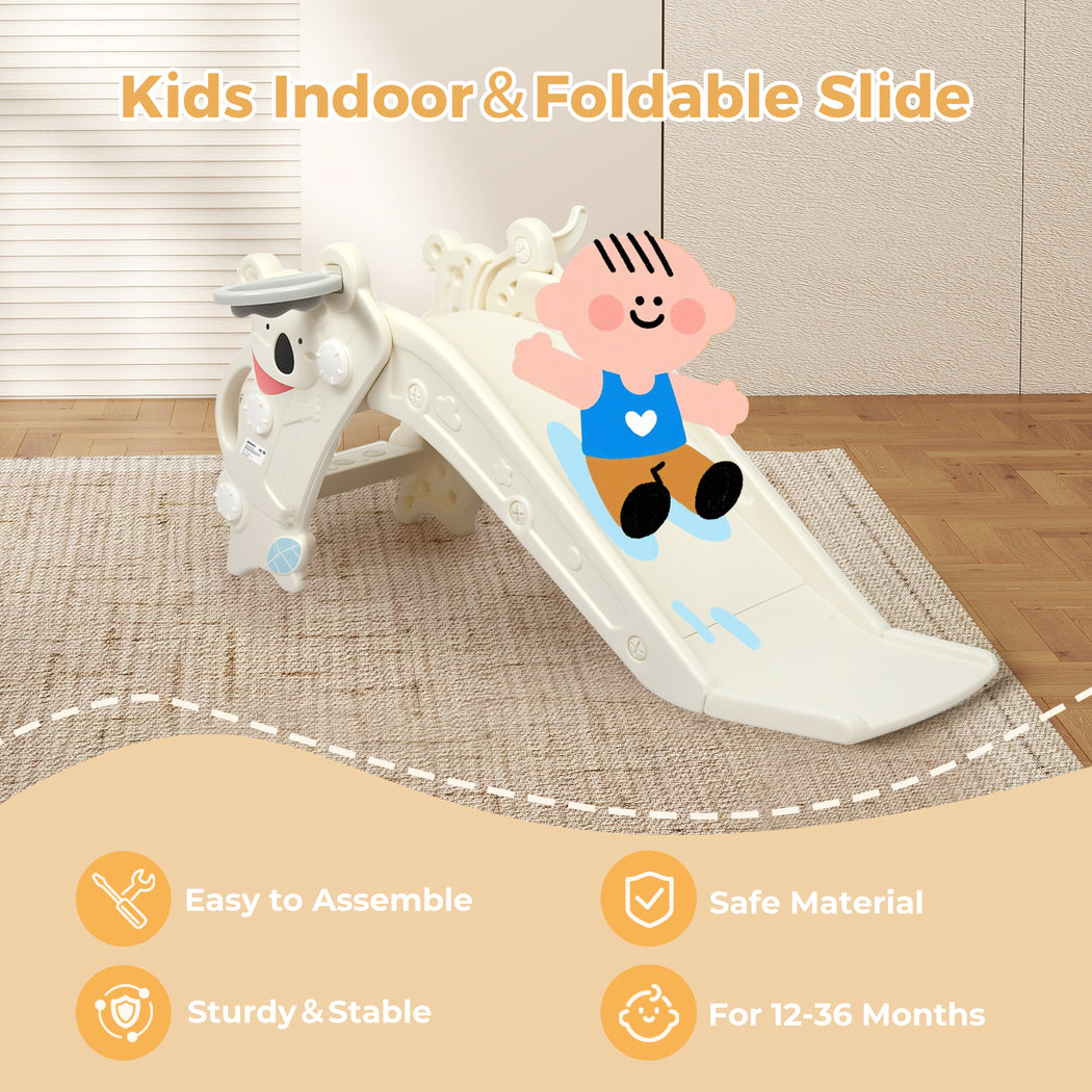 Dekko 4-In-1 Kids Slide Set Basketball Hoop Ring Toss Foldable Indoor Playground