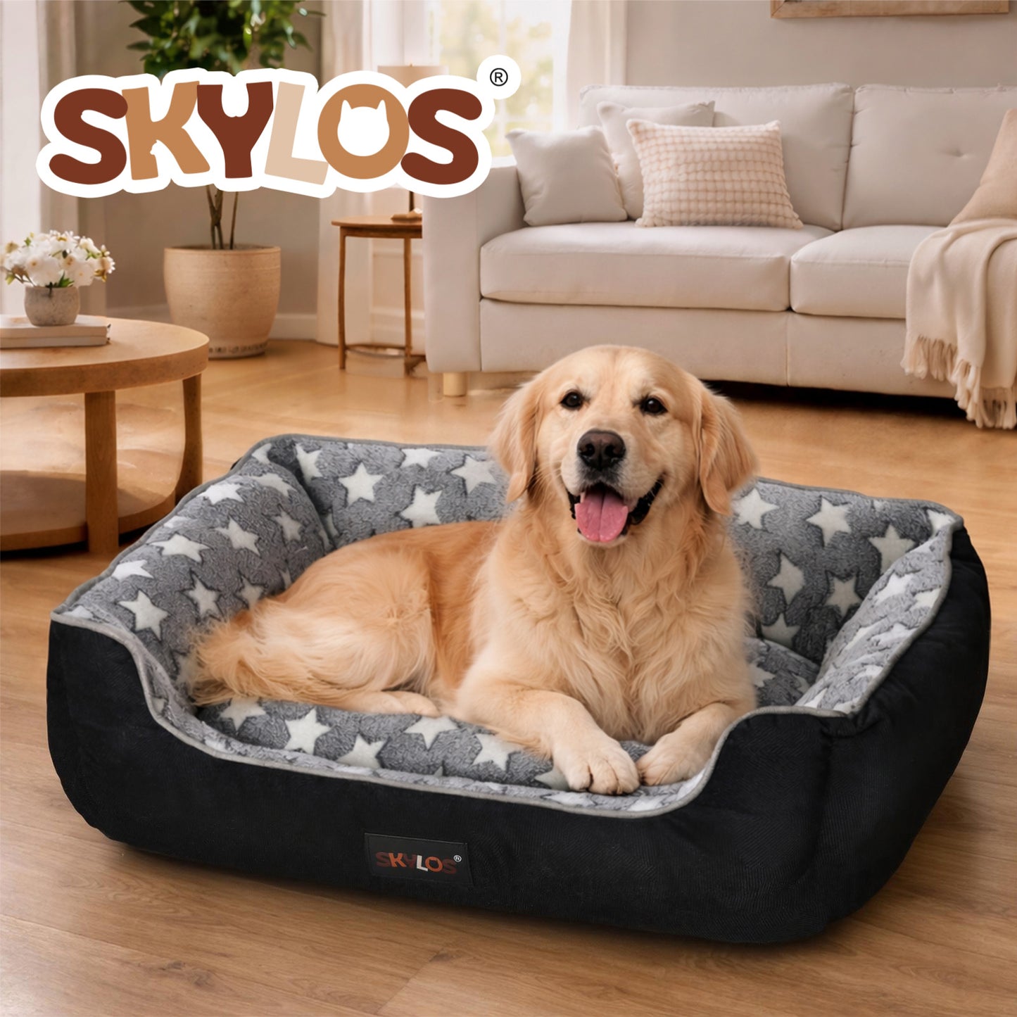Skylos Orthopedic Pet Bed Non-Slip Corduroy Flannel for Small Large Dogs Durable