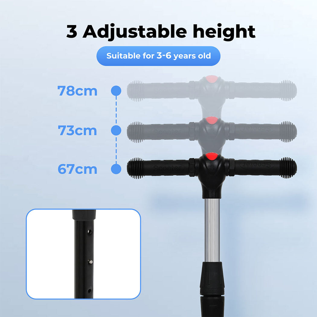 Dekko Foldable Kids Scooter Adjustable Height Flashing LED Music Multi-colour