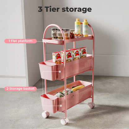 Levede Slim Stroage Trolley Cart on Wheel for Kitchen Bathroom Narrow Space Rack