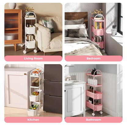 Levede 3 Tier Narrow Kitchen Trolley Cart with Pull-Out Baskets & Storage Bins