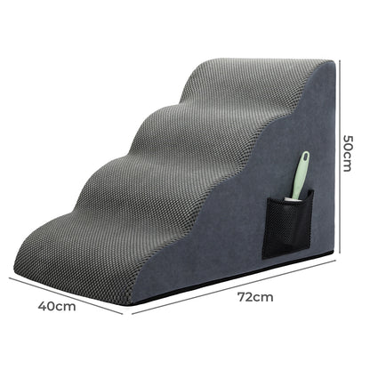 Skylos Dog Ramp Pet Stairs for Bed Sofa Small Senior Injured Dog 4 Step Washable