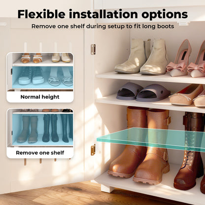 Levede Shoe Cabinet Storage Cupboard Wooden Footwear Stand Rack 2 Doors White