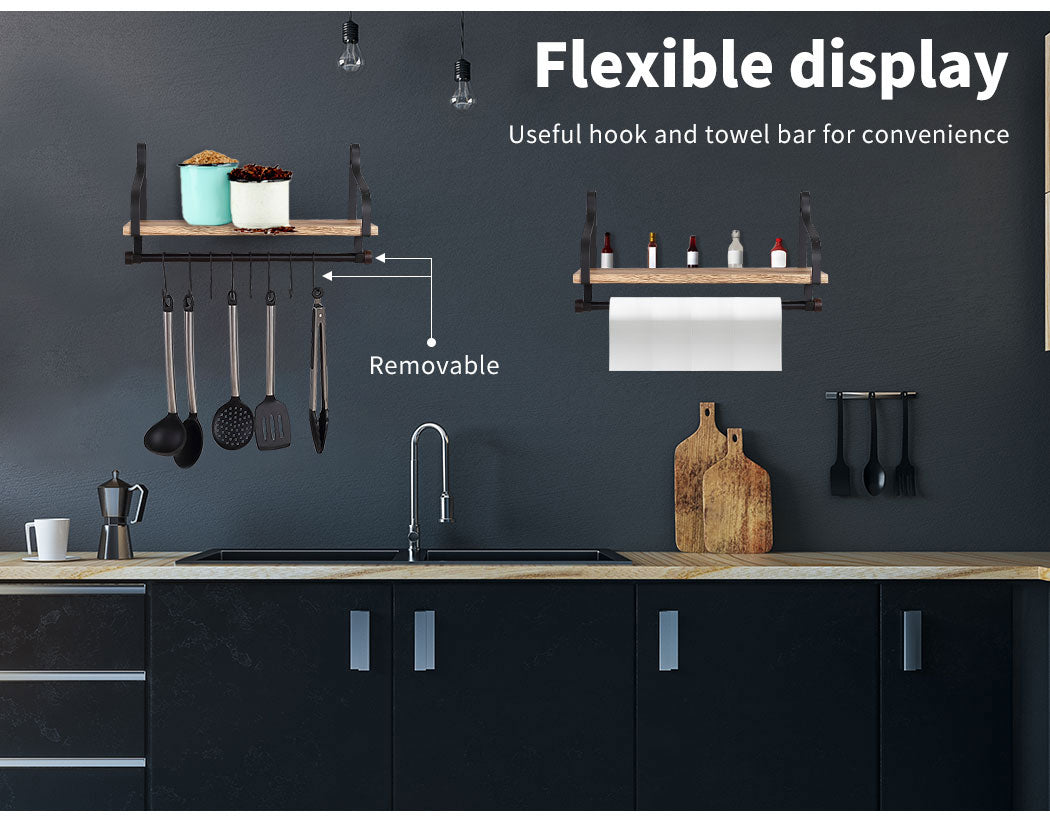 Levede Floating Shelf Brackets Wall Shelves Mount Display Rack Storage Hook