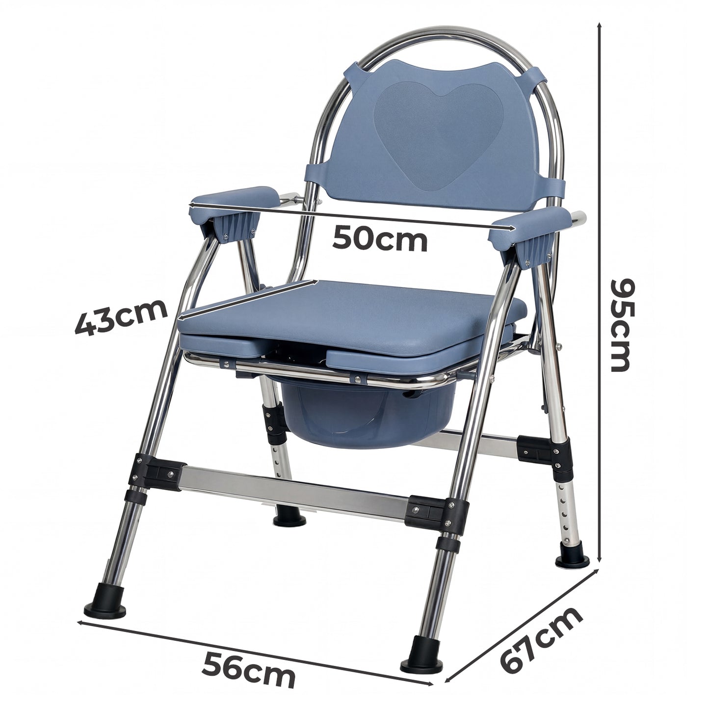 Levede Commode Chair for Bedroom Folding Adjustable Bedside Toilet Shower Chair
