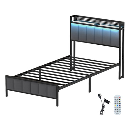 Levede Led Ottoman Bed Frame with Storage Upholstered Single Double King USB