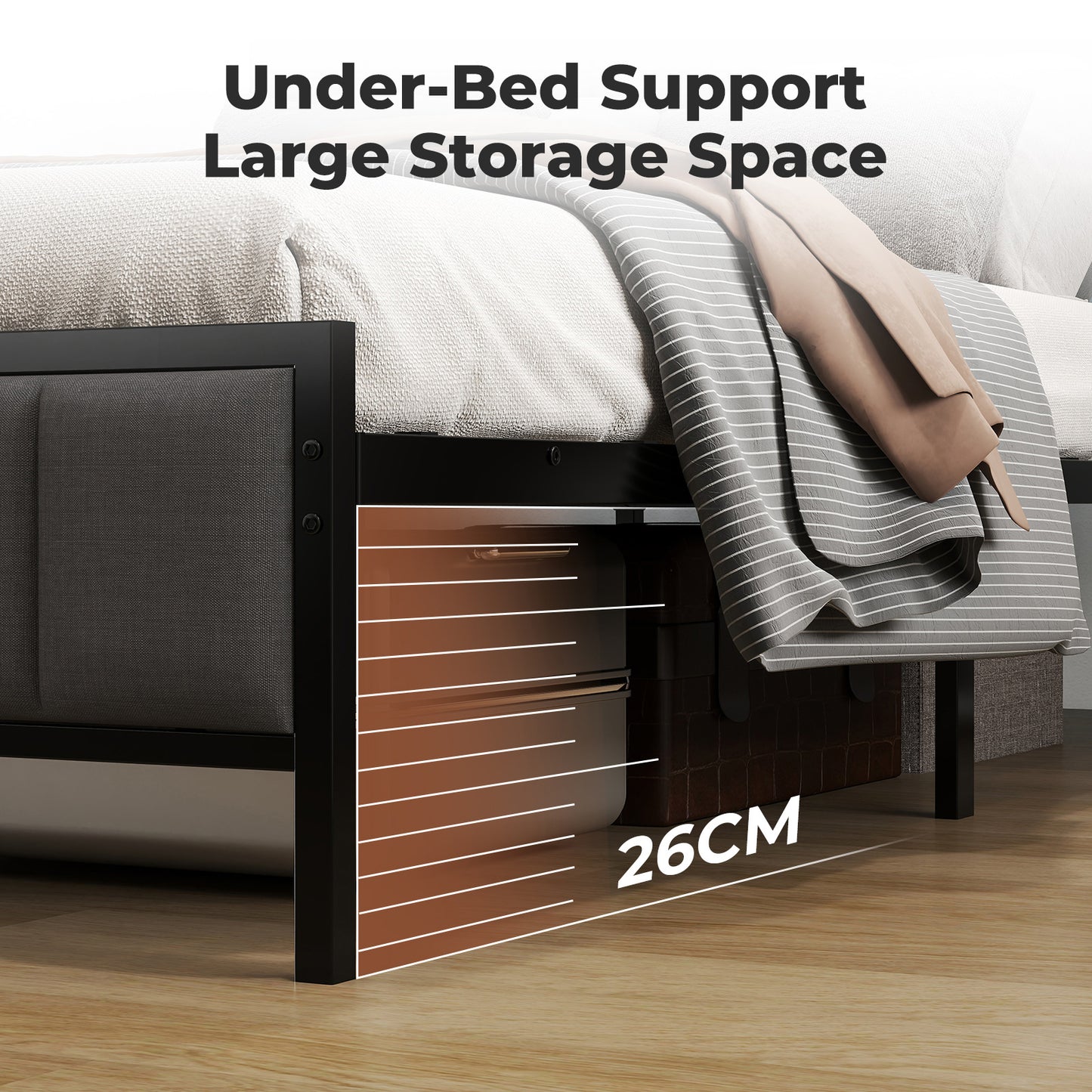 Levede Single Bed Frame LED Lights Headboard USB Charge Metal Mattress Platform