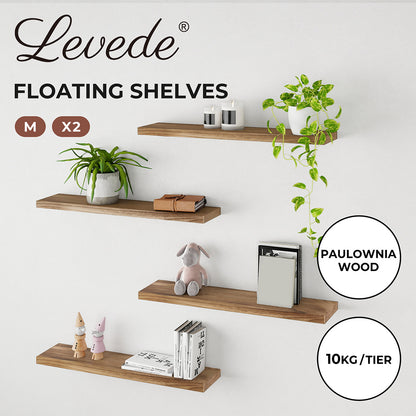 2Pcs Floating Shelves Wall Mounted Storage Wooden Display Shelf 23.5IN 61CM