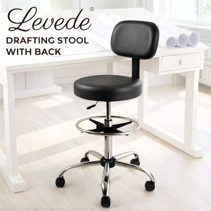 Levede Swivel Drafting Chair Ergonomic Stool Height Adjustable Footrest Backrest