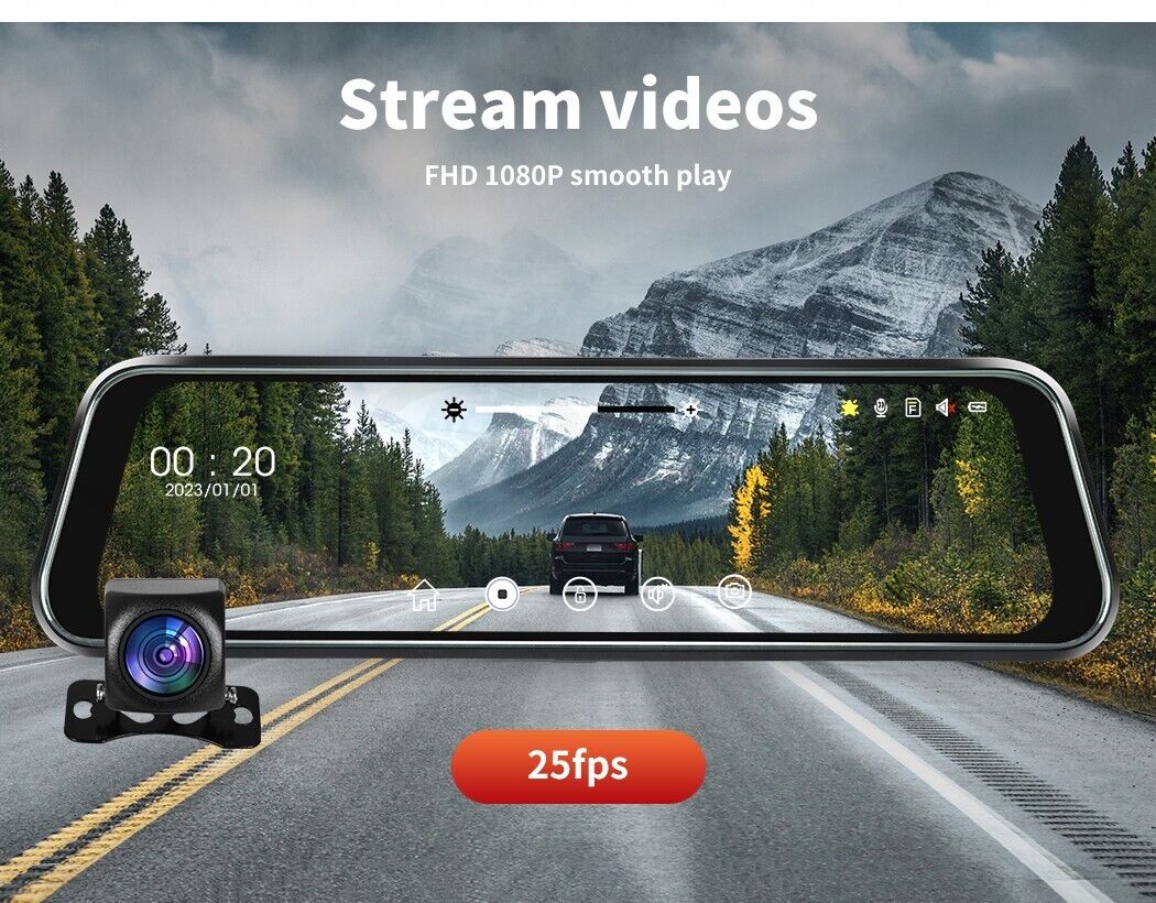 Monvelo Dash Cam Front and Rear 1080P Camera Car DVR Recorder Night Vision 10"