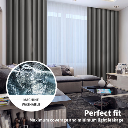 Marlow Eyelet Blackout Curtains Blockout Panels Pair 117x137cm Machine Washable