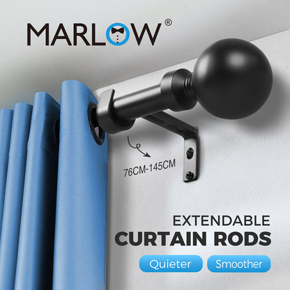 Marlow Steel Curtain Rod Quiet Rail Pole Set Extendable Adjustable Home Hotel