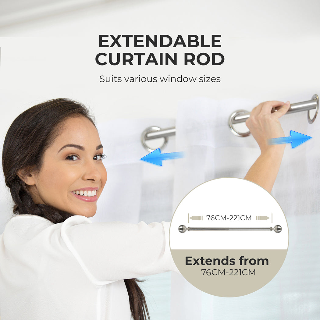 Marlow Steel Curtain Rod Quiet Rail Pole Set Extendable Adjustable Satin Nickel